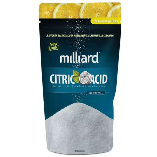 Milliard Citric Acid 100% Pure Food Grade packshot on a clean white background